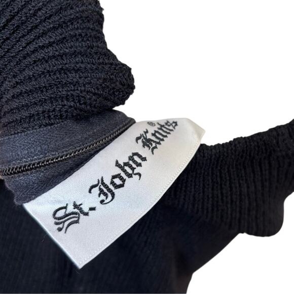 St. John Knits Vtg 70s Black Knit Midi Maxi Dress Square Neck Ruffle Sleeve S - Picture 6 of 10